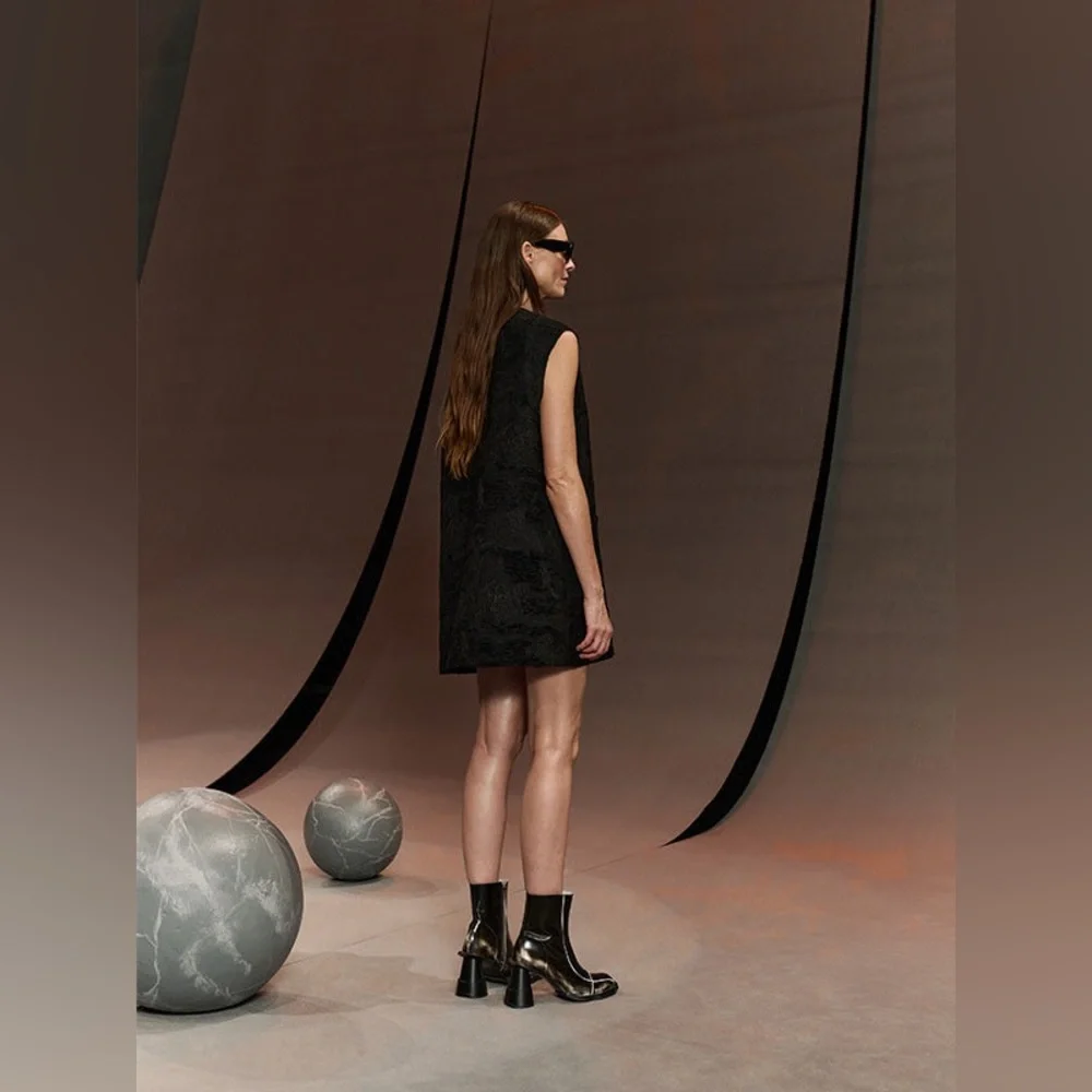 Henrik Vibskov Dart Sleeveless Dress in Fishes Black Black Size Small - Picture 3 of 10